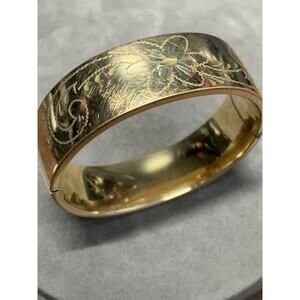 Vintage Carl Art Gold Filled Oval Bangle Bracelet Slide Hinged Clasp 1/20 12K